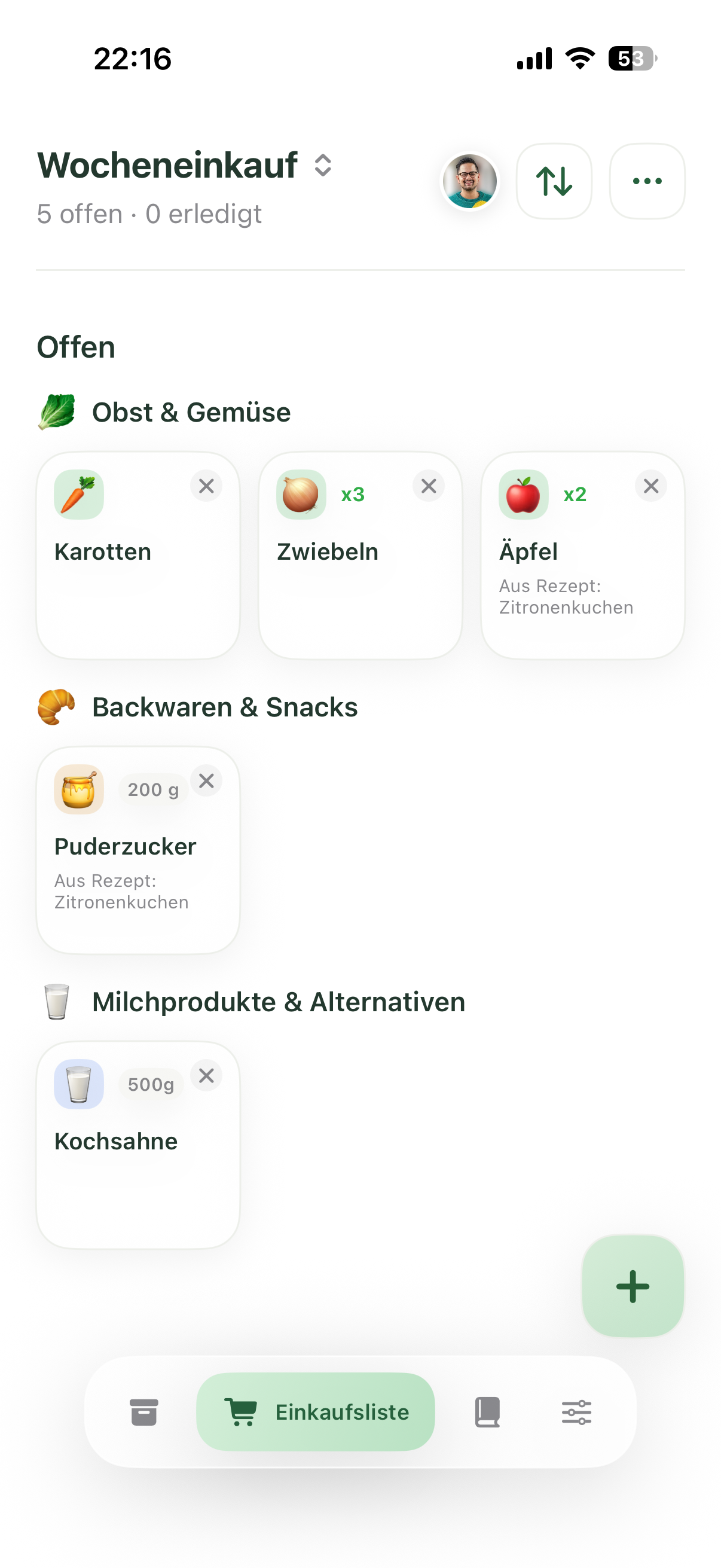 Invendo Einkaufsliste